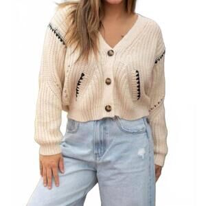 NEW RD INTERNATIONAL vicencia v-neck cardigan in white beach